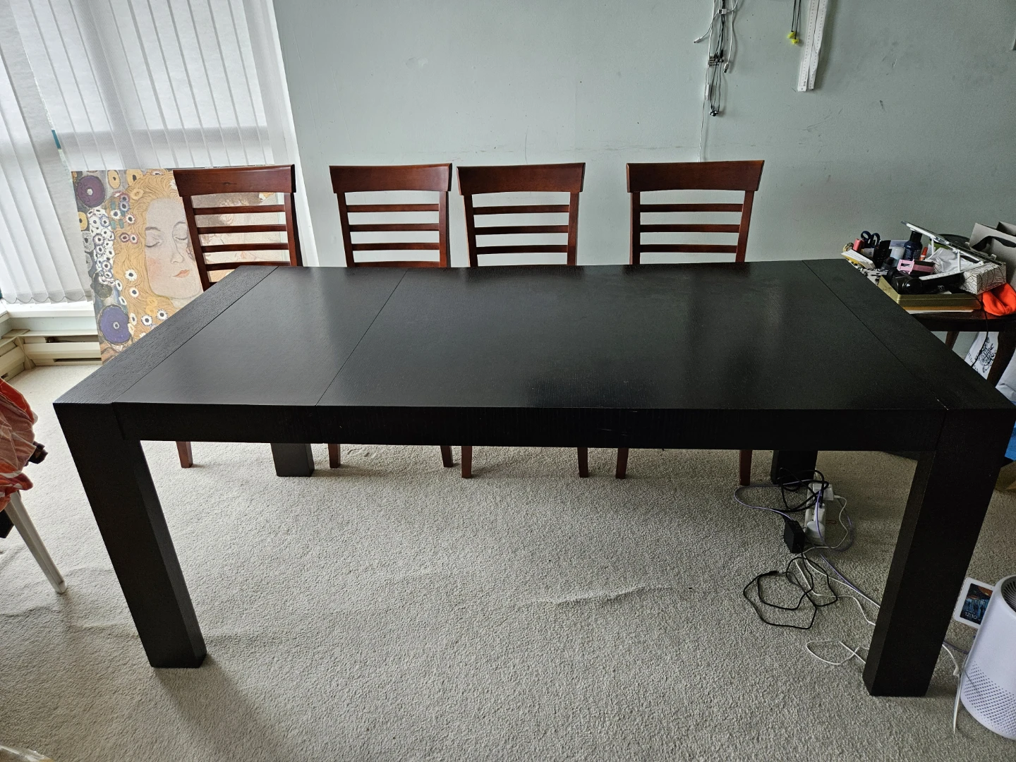 Dark Wood Dining Table with 4 free chairs