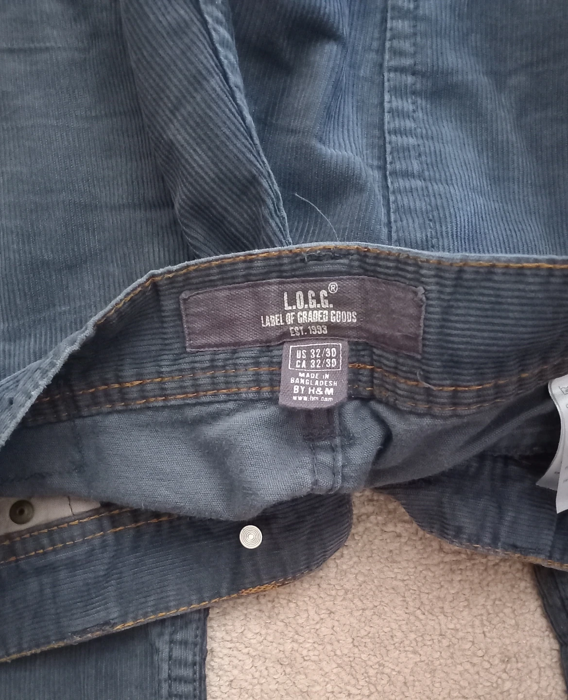 Men's George Slim Fit & L.O.G.C. Grey Corduroy Pants - photo 3