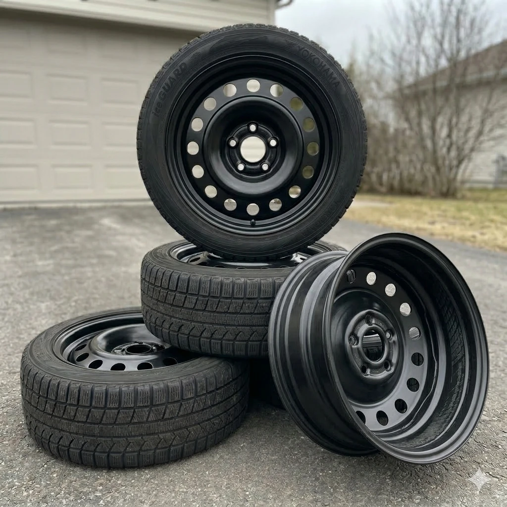 Set of 3 Yokohama Winter Tires with 4 Rims