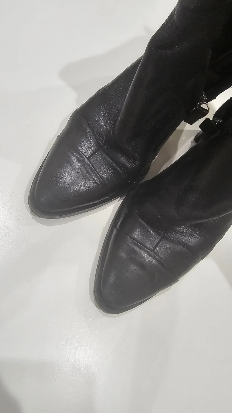 Zara Black Leather Ankle Boots - photo 2