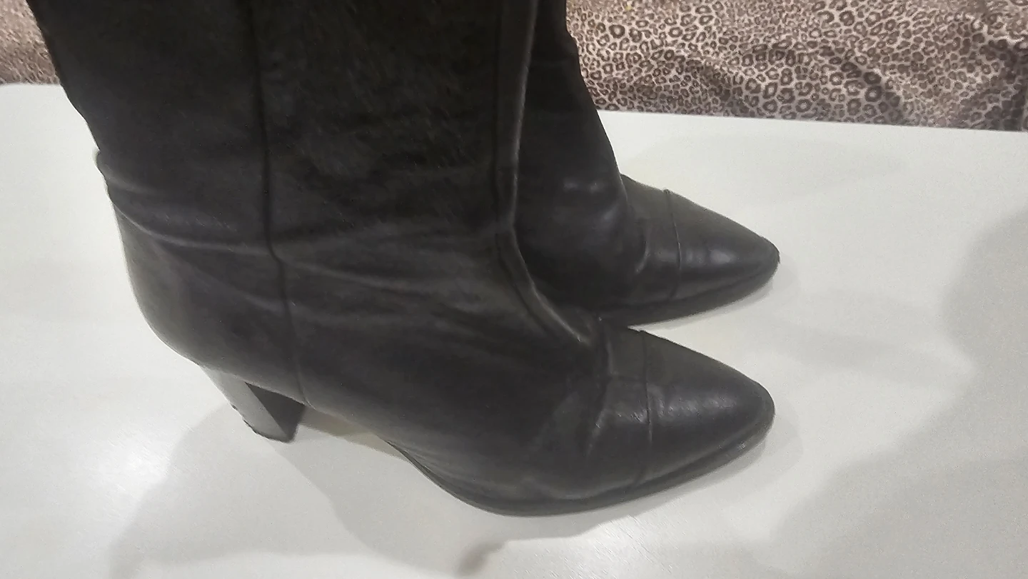 Zara Black Leather Ankle Boots - photo 5