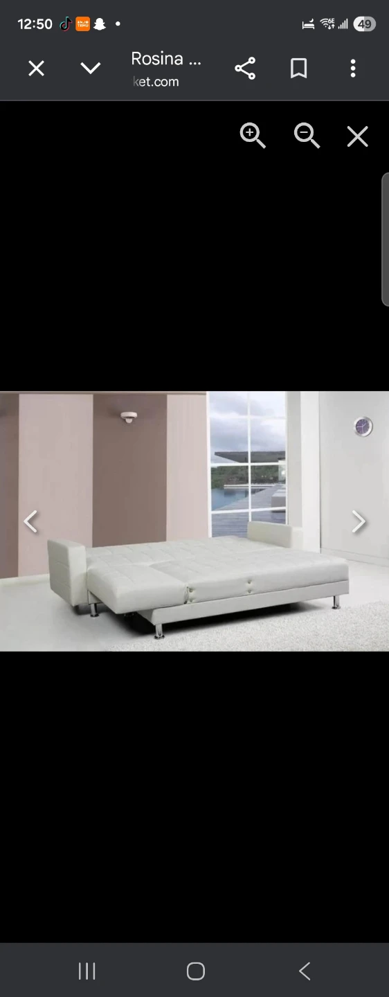 White Faux Leather Sectional Sofa Bed 118" - photo 5