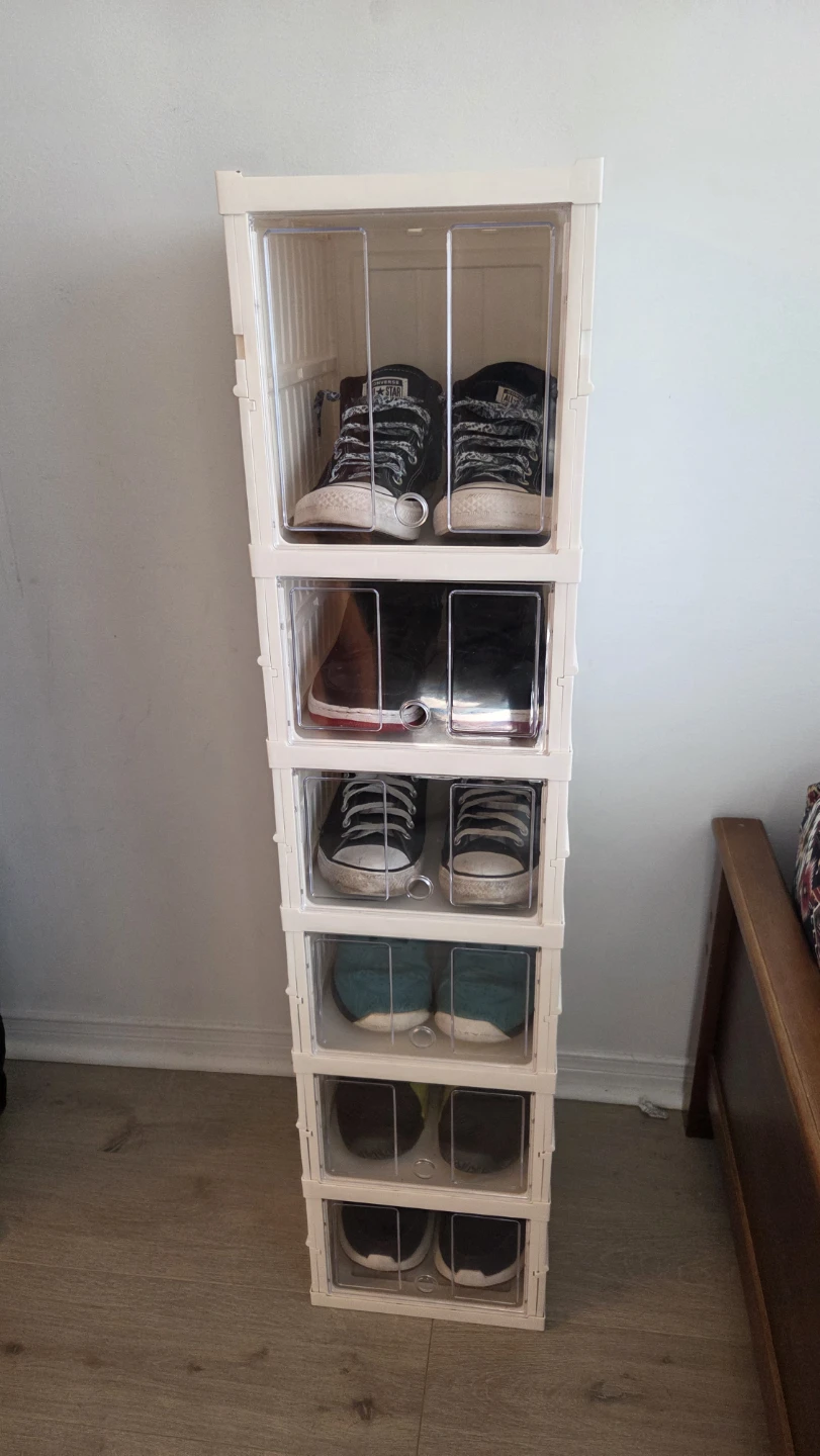 Foldable Shoe Rack,No Assembly Stackable.