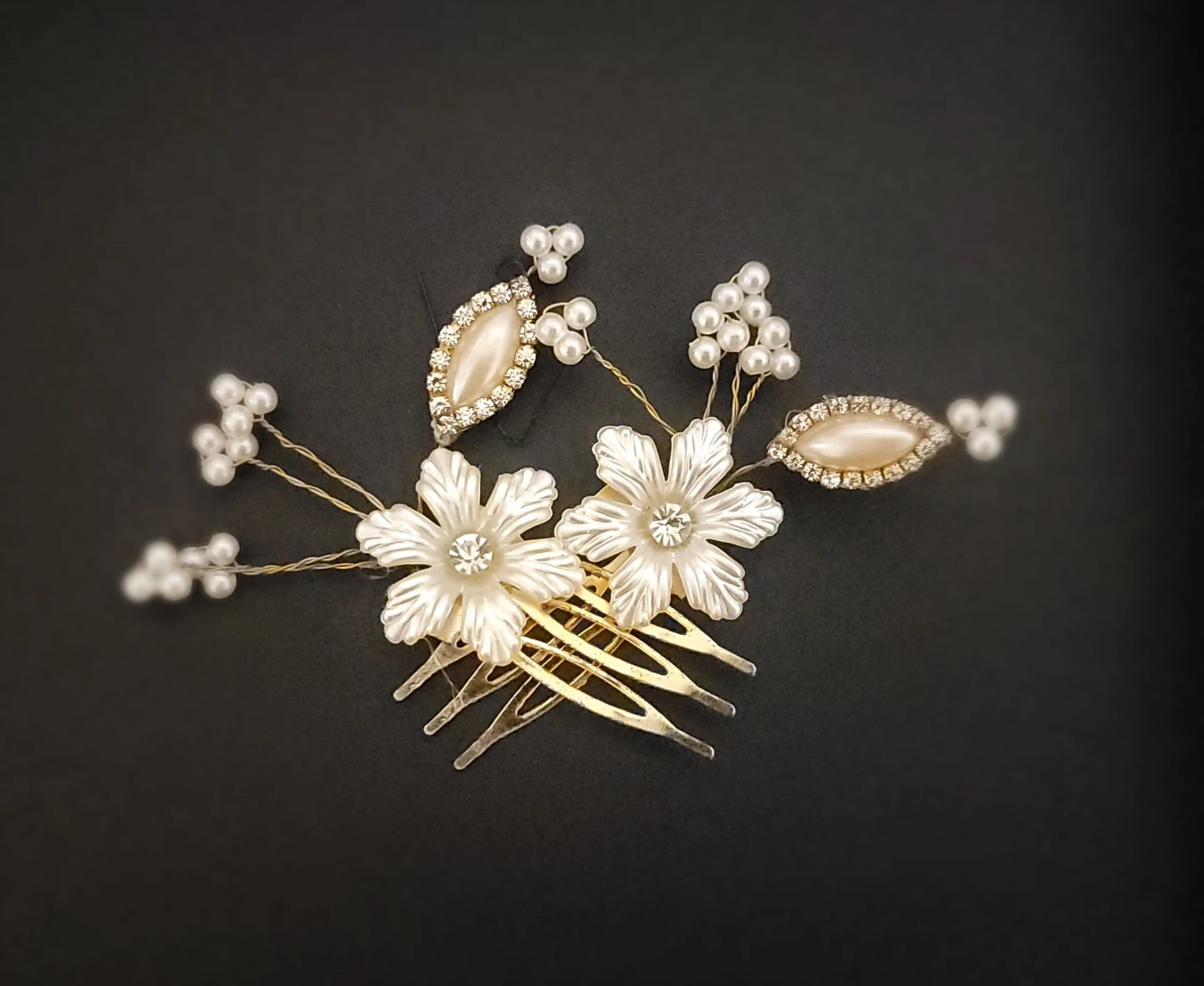 Gold Flower Pearl Hair accessory -2