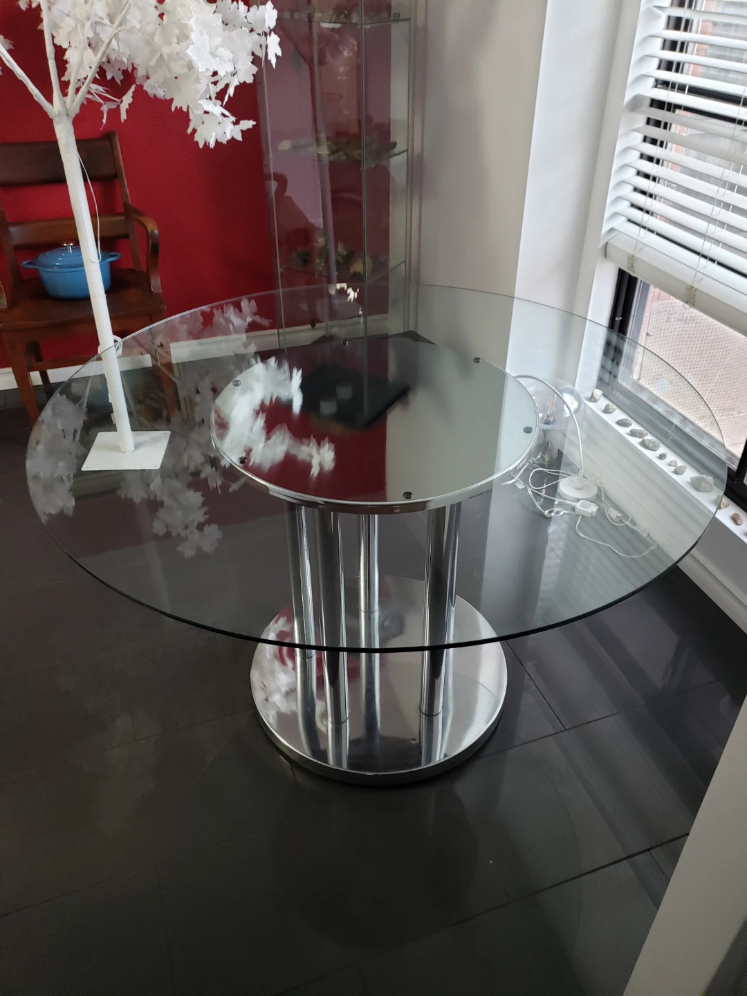 Glass Top Dining Table with Chrome Base