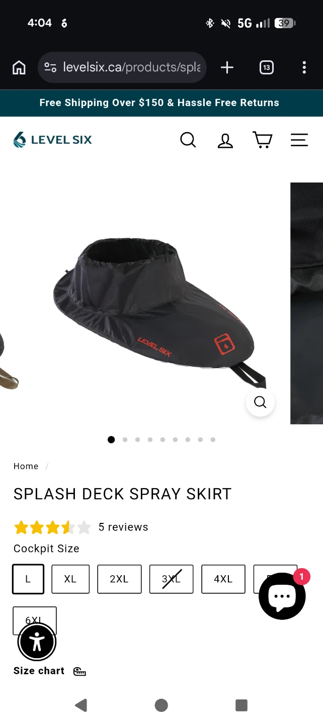 Level Six Splash Deck Spray Skirt