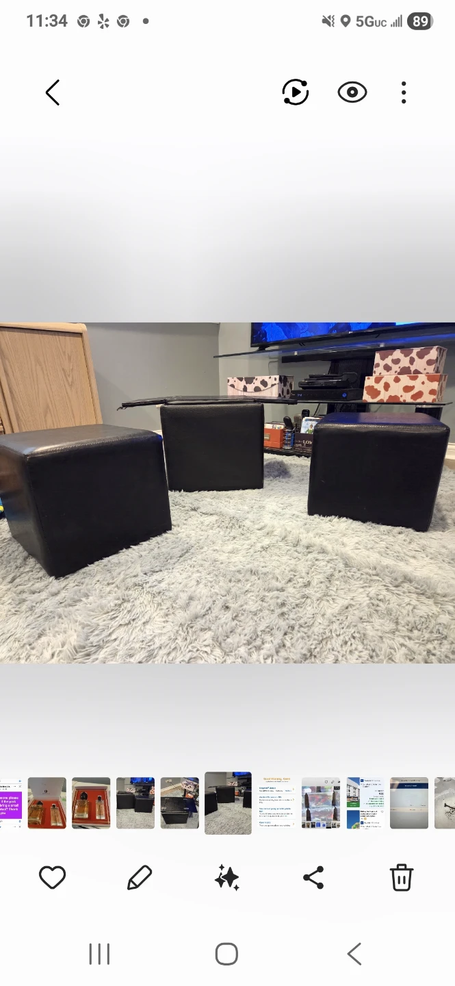 Black Storage Ottoman Cube Set