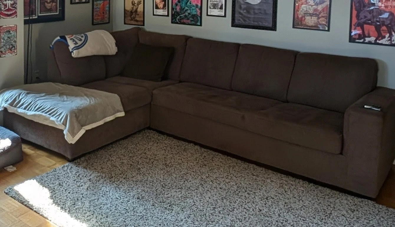Brown Sectional Sofa with Chaise