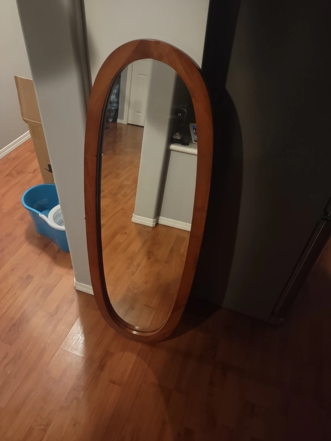 Oval Wood Framed Mirror