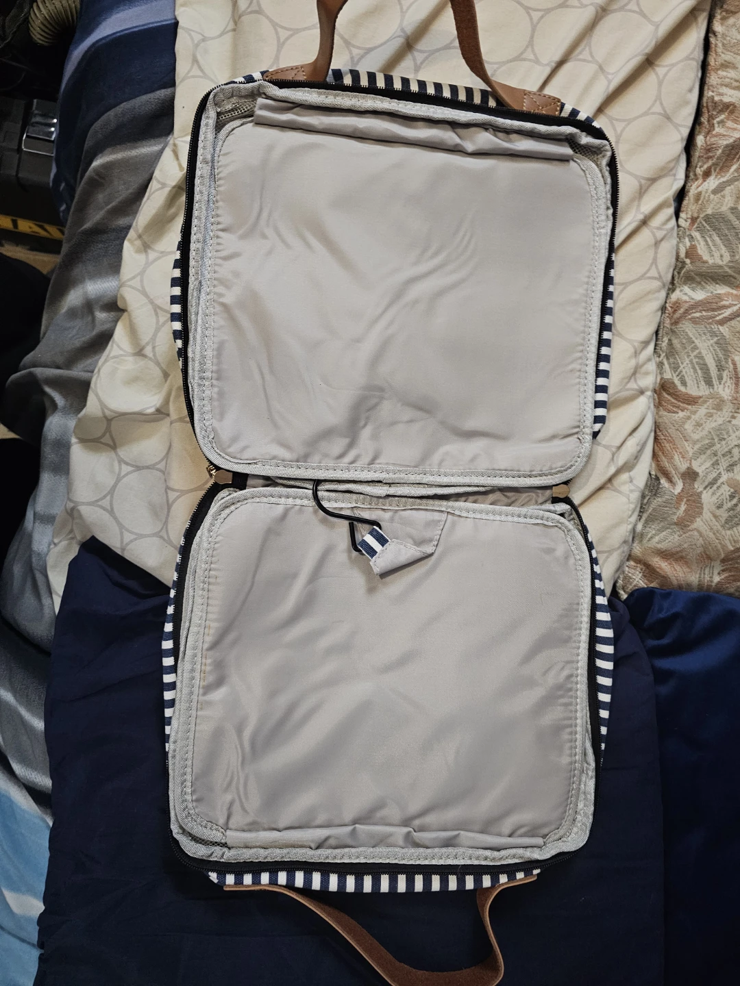 Striped Hanging Toiletry Bag with Multiple Compartments - photo 3