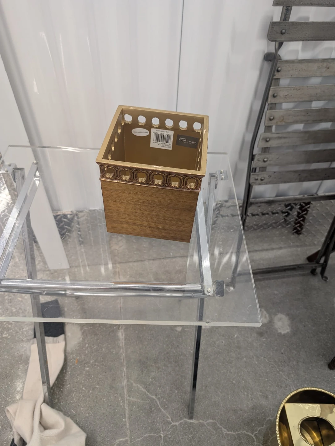 Gold Decorative Waste Bin & Tissue Box Cover - photo 3