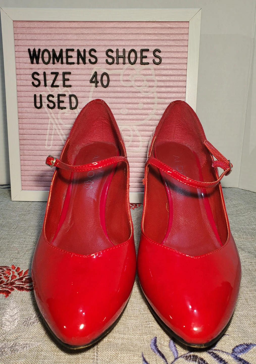 ALDO Red Patent Leather Mary Jane Heels - Size 40 - photo 2
