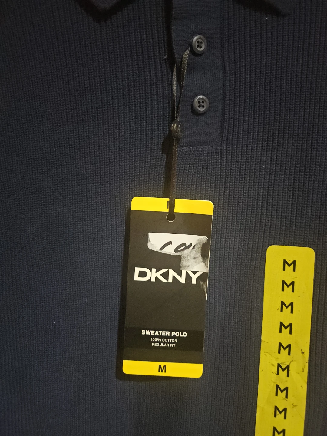 DKNY Men's Sweater Polo Shirt - Navy, Size M - photo 3