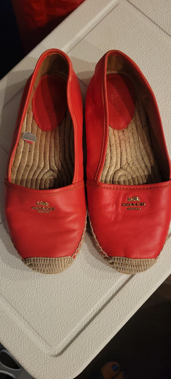 Coach Red Leather Espadrille Flats