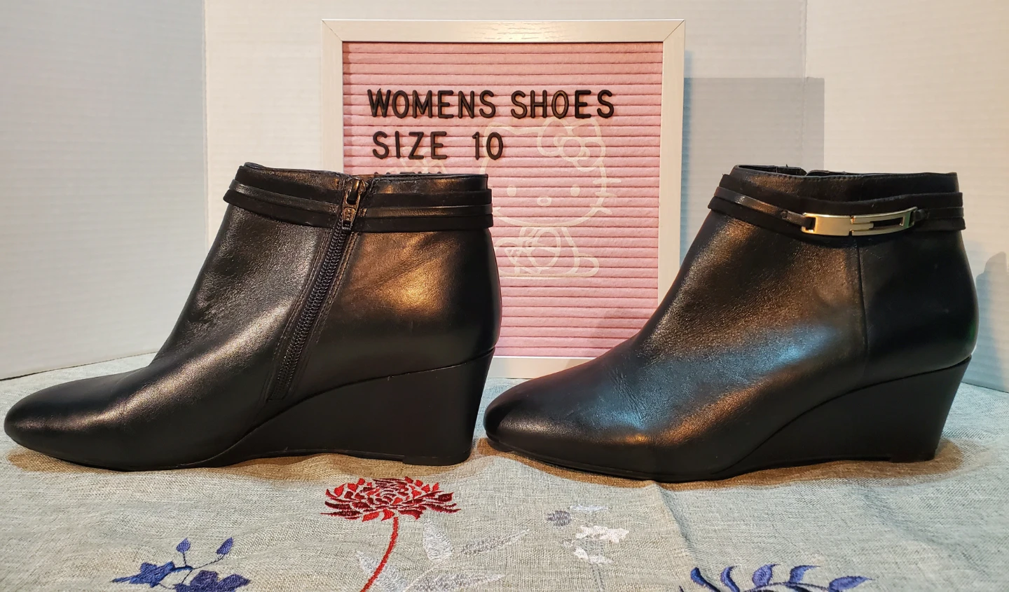 Naturalizer No5 Comfort Black Wedge Ankle Boots - Size 10 - photo 4