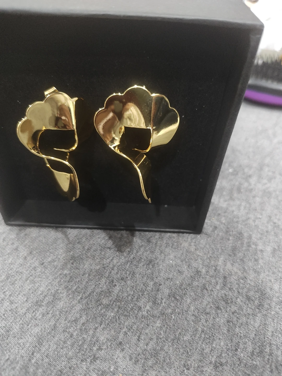 Gold Flower Clip-On Earrings