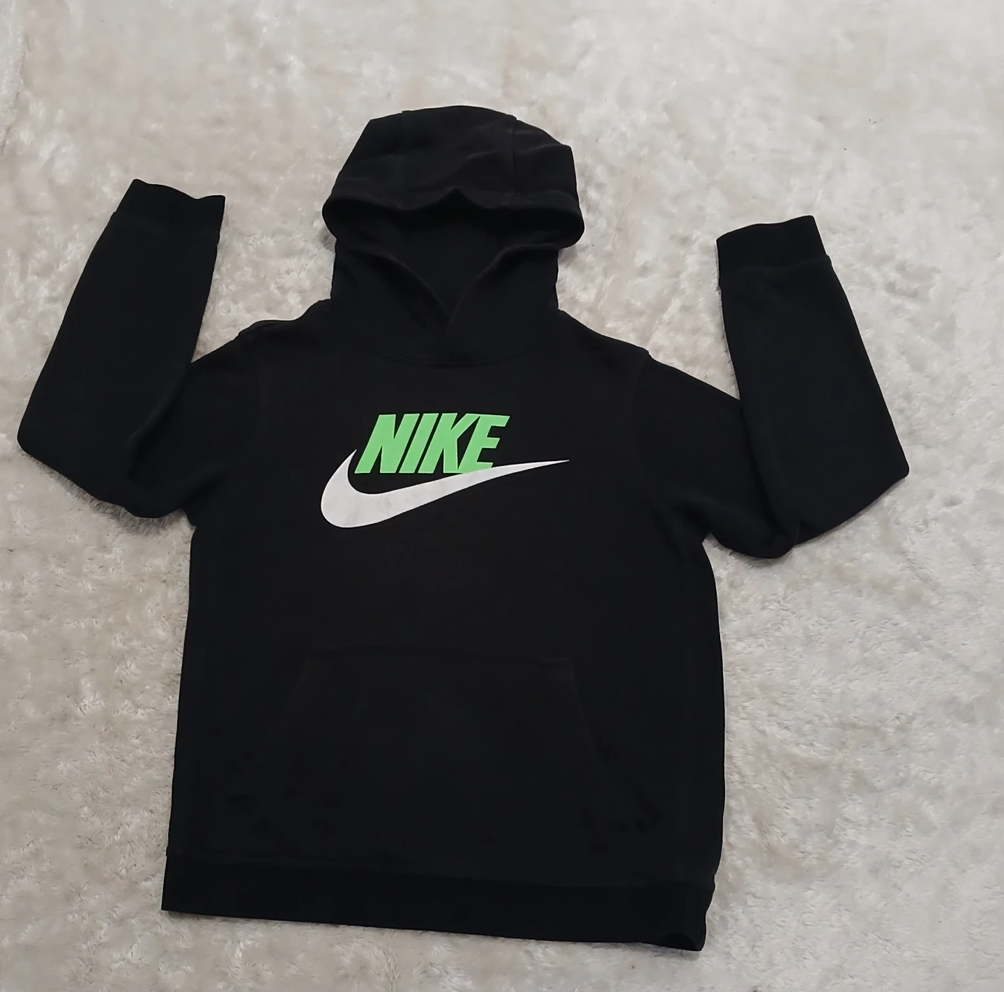 Nike Hoodie Black Green Swoosh Logo Size L - photo 2