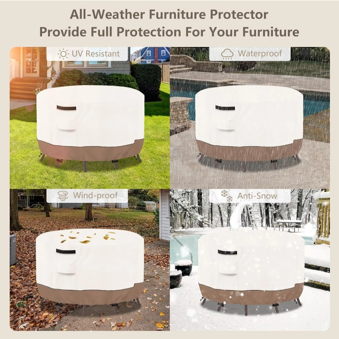 Round Outdoor Table Cover Waterproof Patio Furniture Covers,... - photo 5