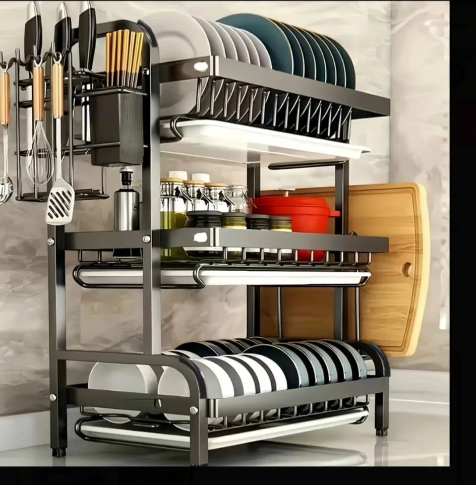 3-Tier Dish Rack with Chopstick Holder - photo 2