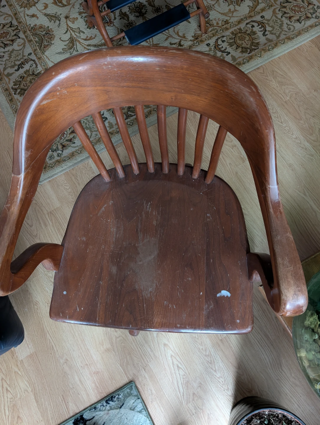 Vintage Wooden Swivel Office Chair - photo 2