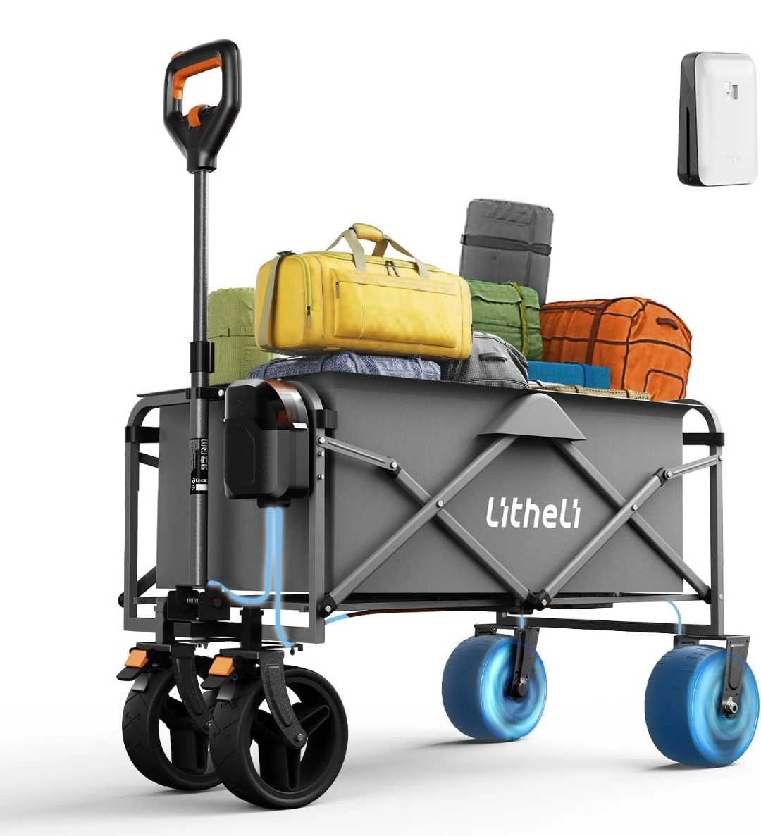 Litheli Electric Collapsible Wagon Cart with Brakes
