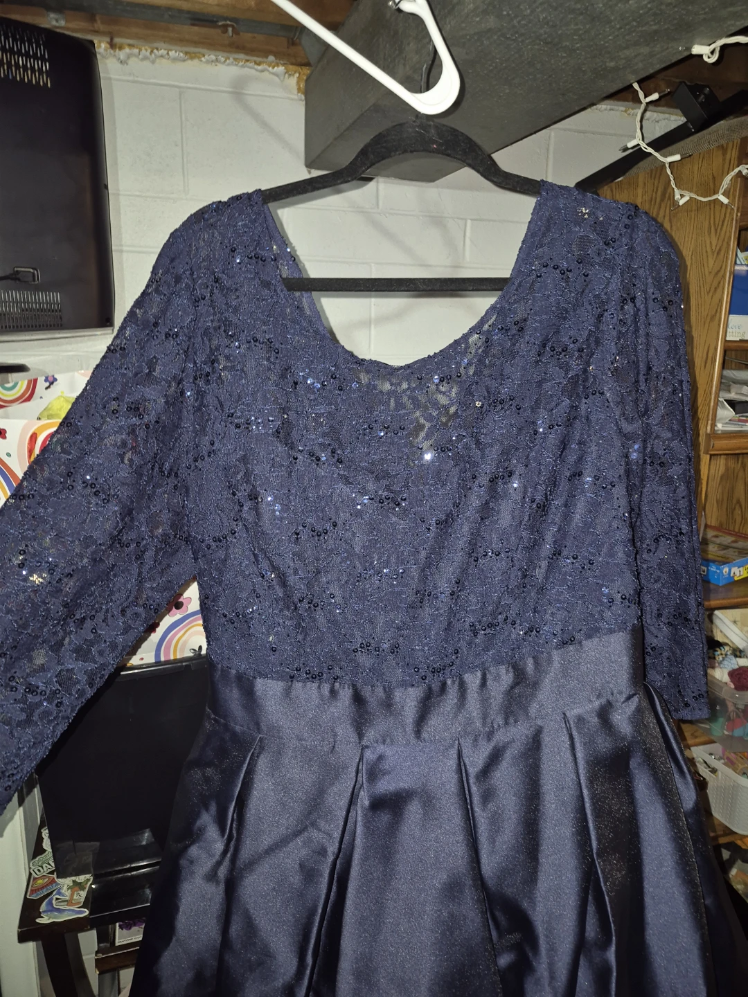 Navy Lace Sequined Hi/Lo Gown - photo 2