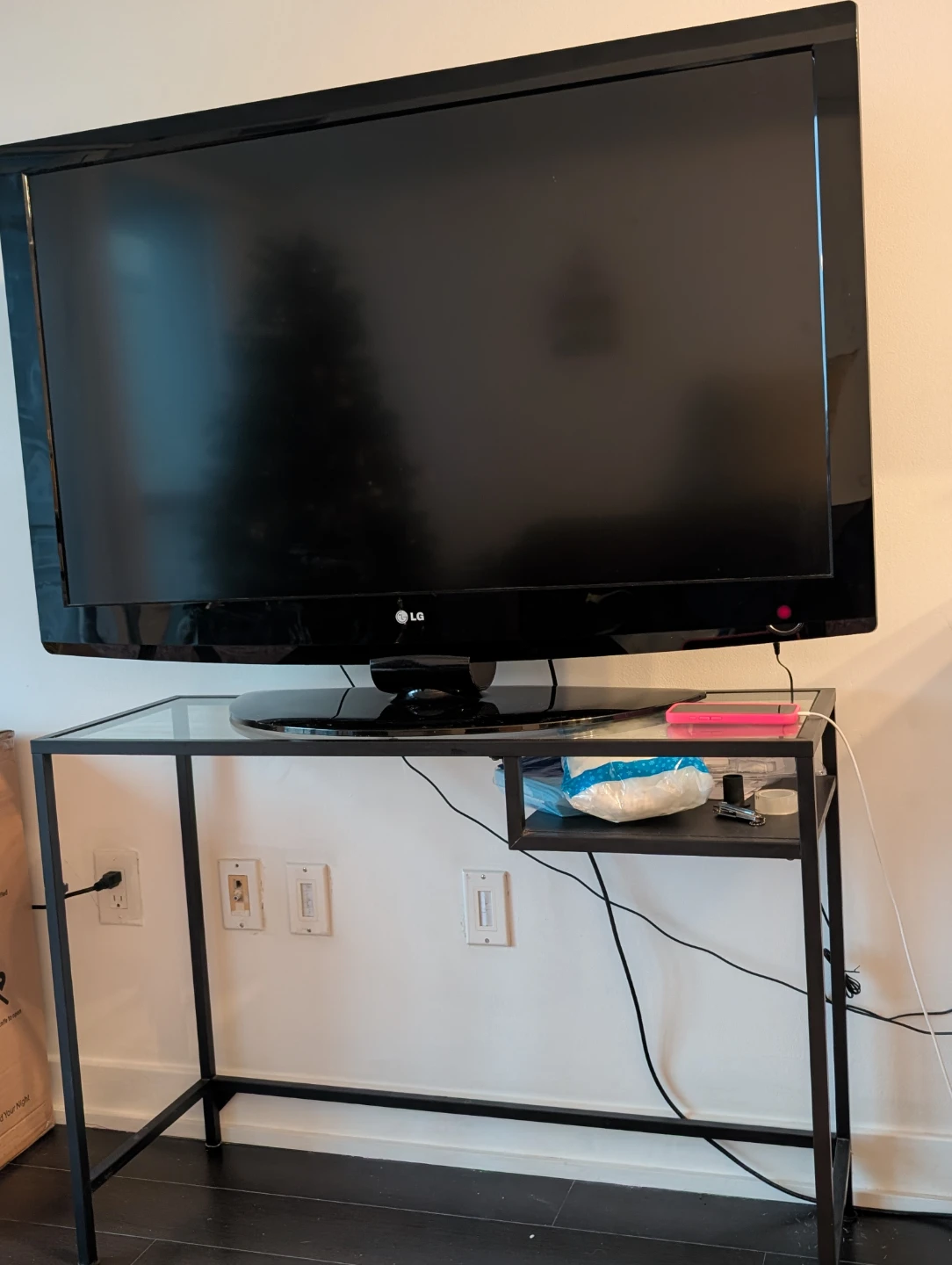 Modern Glass & Metal TV Stand – Fits up to 47” TV