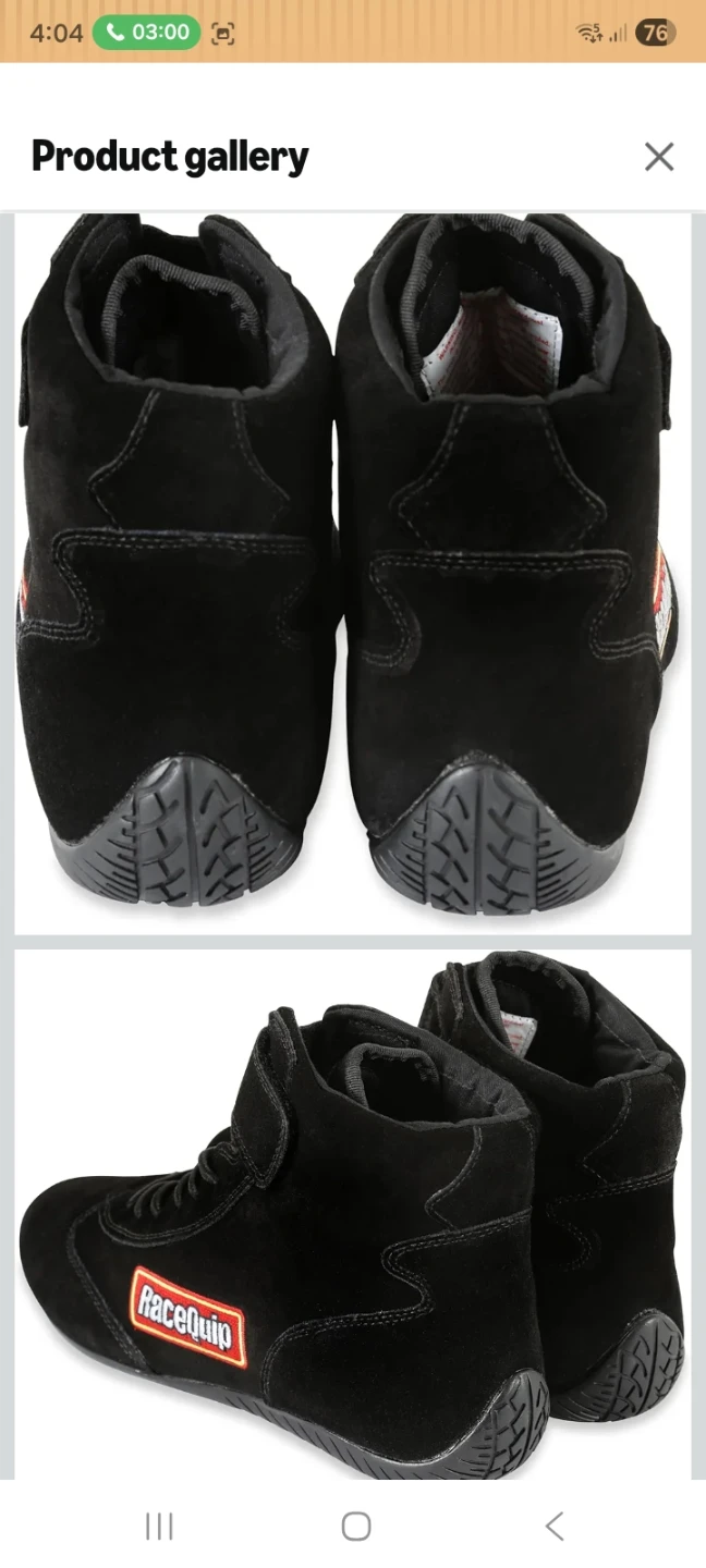RaceQuip SFI 3.3/5 Black Suede Race Shoes Size 11 - photo 2