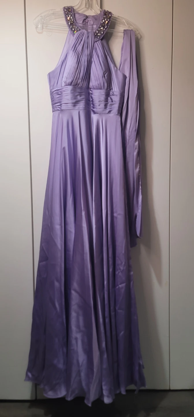 Lavender Halter Neck Beaded Formal Dress - photo 4