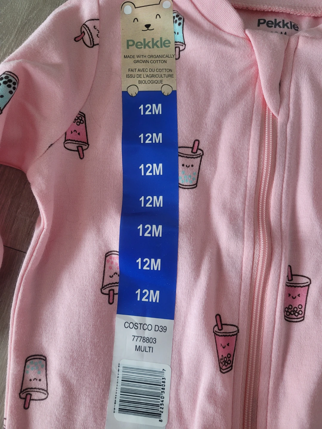 Pekkle Baby Girl's Pink Boba Print Footed Pajamas Size 12 Months - photo 2