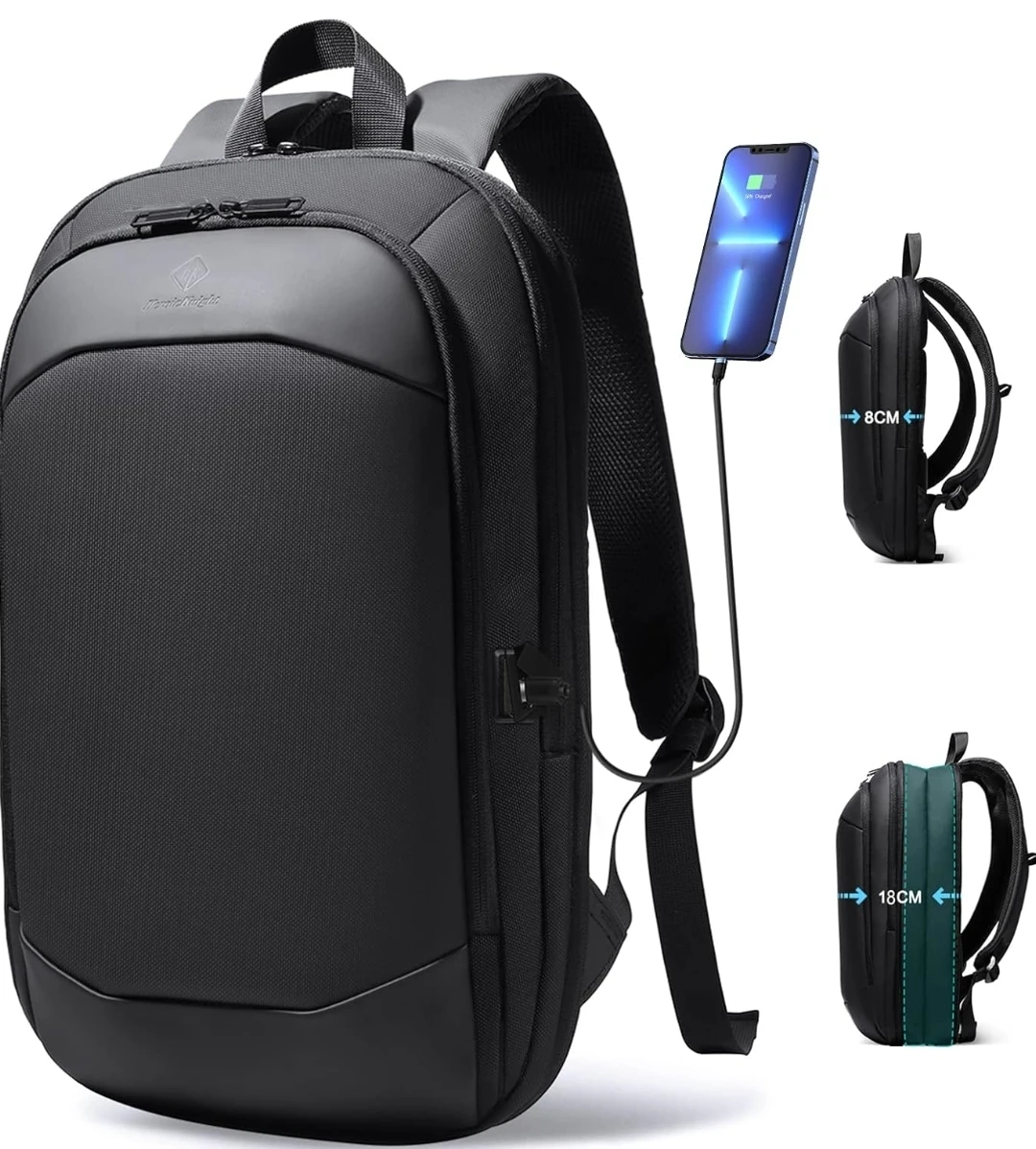 Expandable Travel Business Laptop Backpack - Black