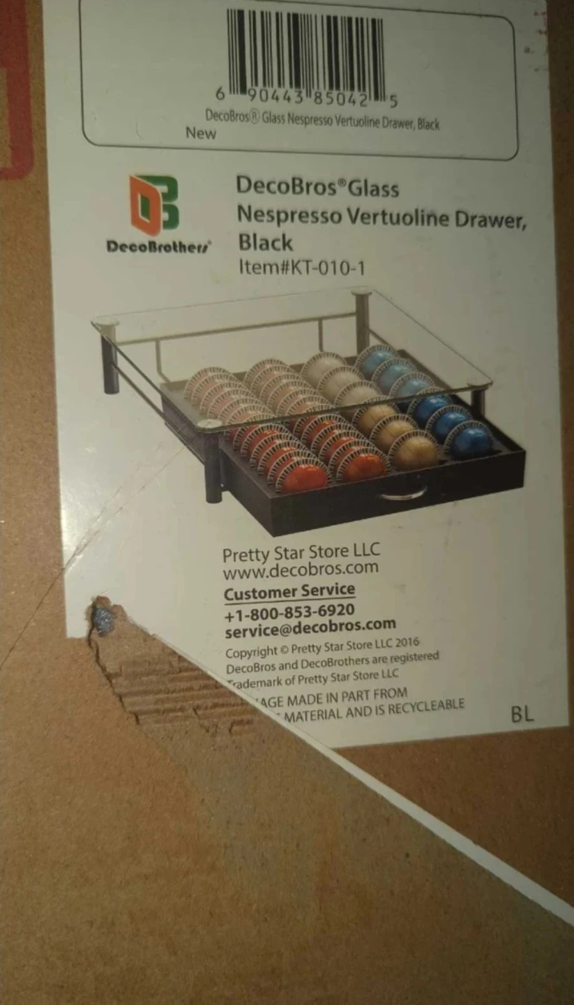 DecoBros Glass Nespresso Vertuoline Drawer - Black