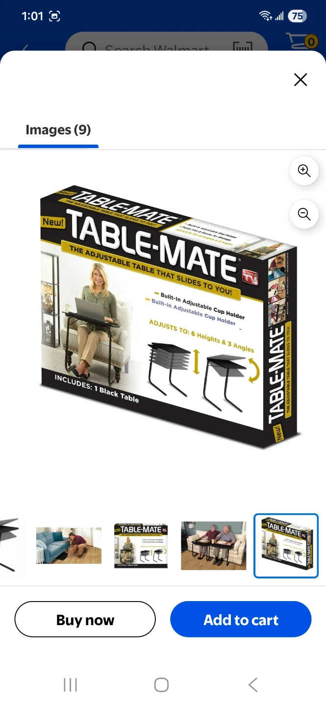 Table-Mate Adjustable Side Table Black - photo 2