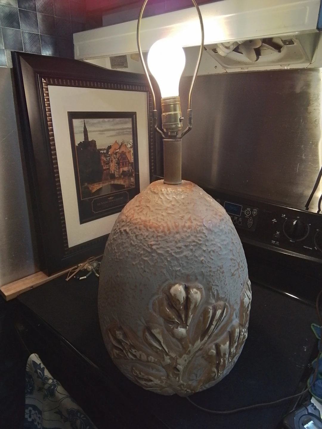 Huge Unique Egg-Shaped Ceramic Table Lamp Base