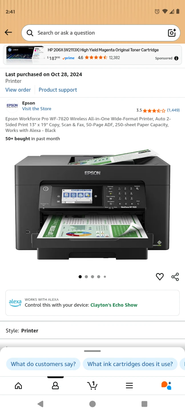 Epson Workforce Pro WF-7820 Wireless Printer