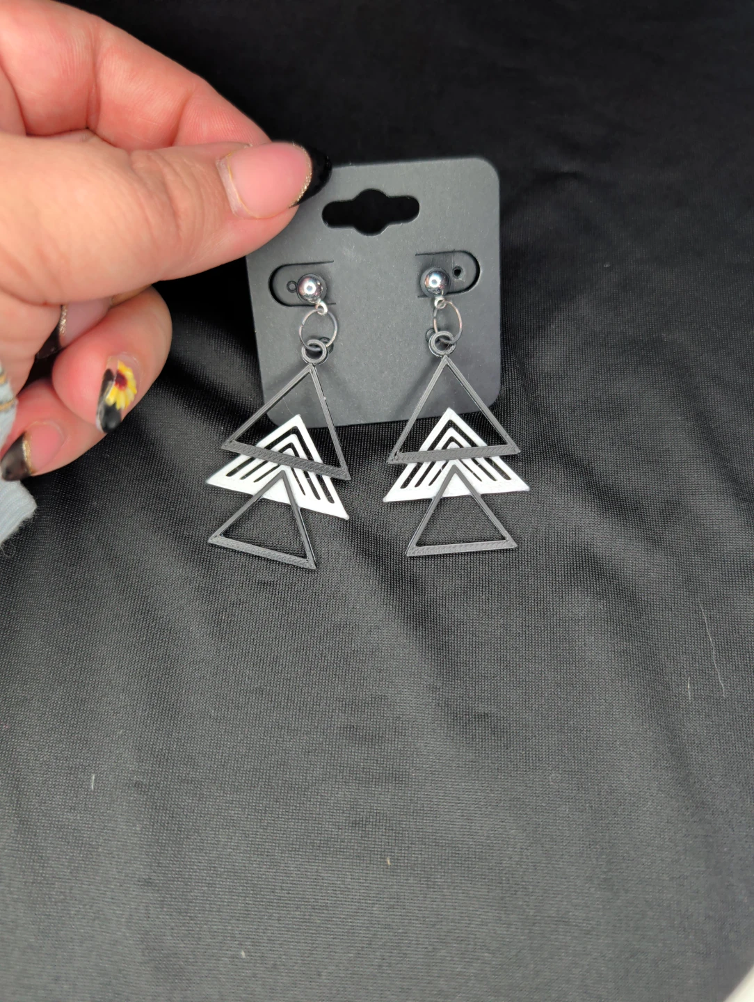 Geometric Triangle Dangle Earrings - handmade - photo 2
