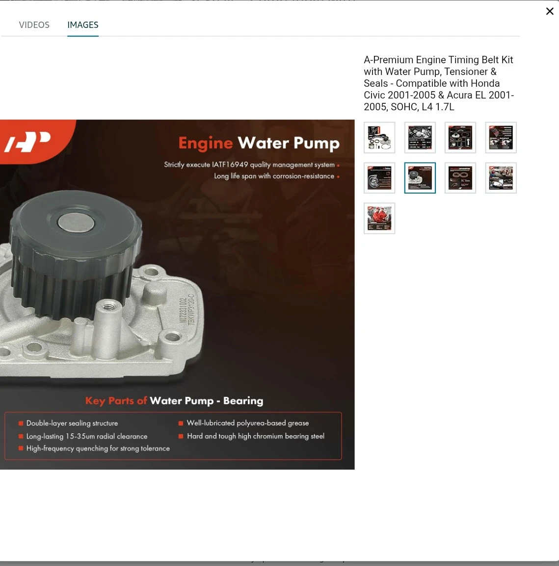 A-Premium Engine Timing Belt Kit with Water Pump - photo 4
