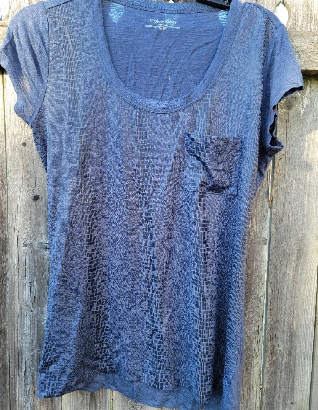 Calvin Klein Blue Textured Pocket T-Shirt