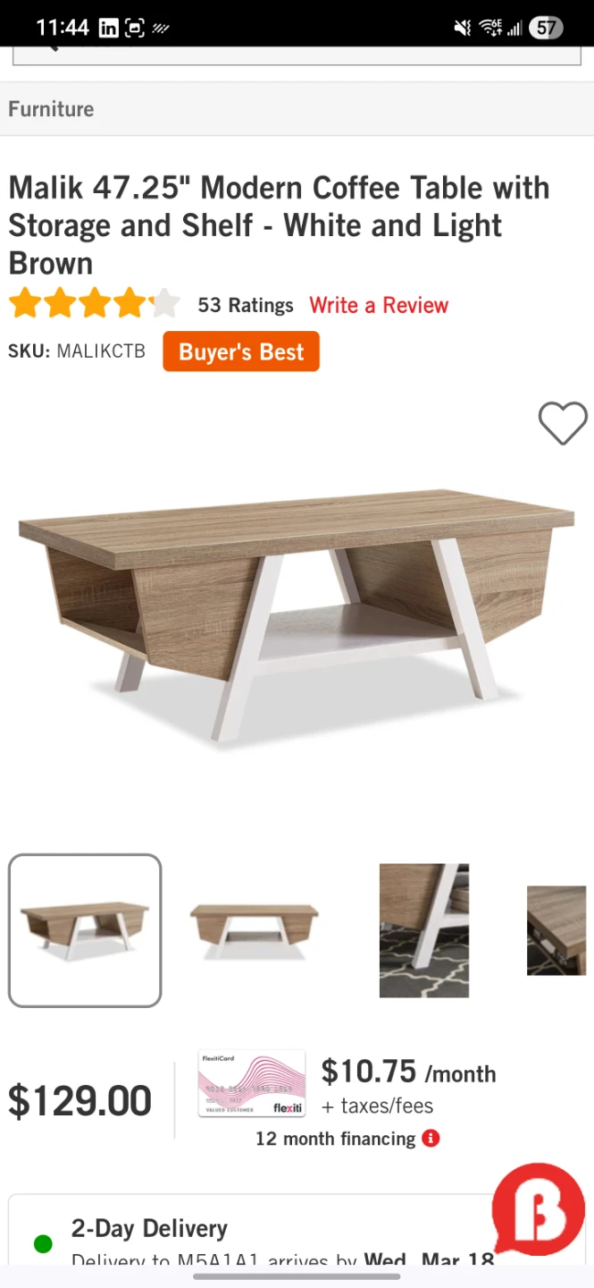 Malik 47.25" Modern Coffee Table with Storage - photo 4