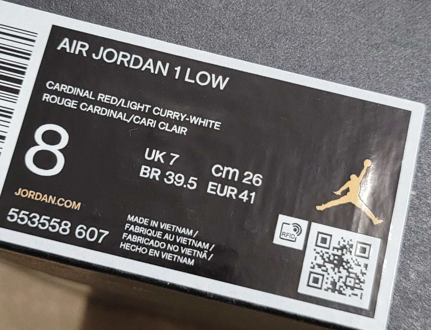 Air Jordan 1 Low Cardinal Red/Light Curry-White Shoes - photo 4