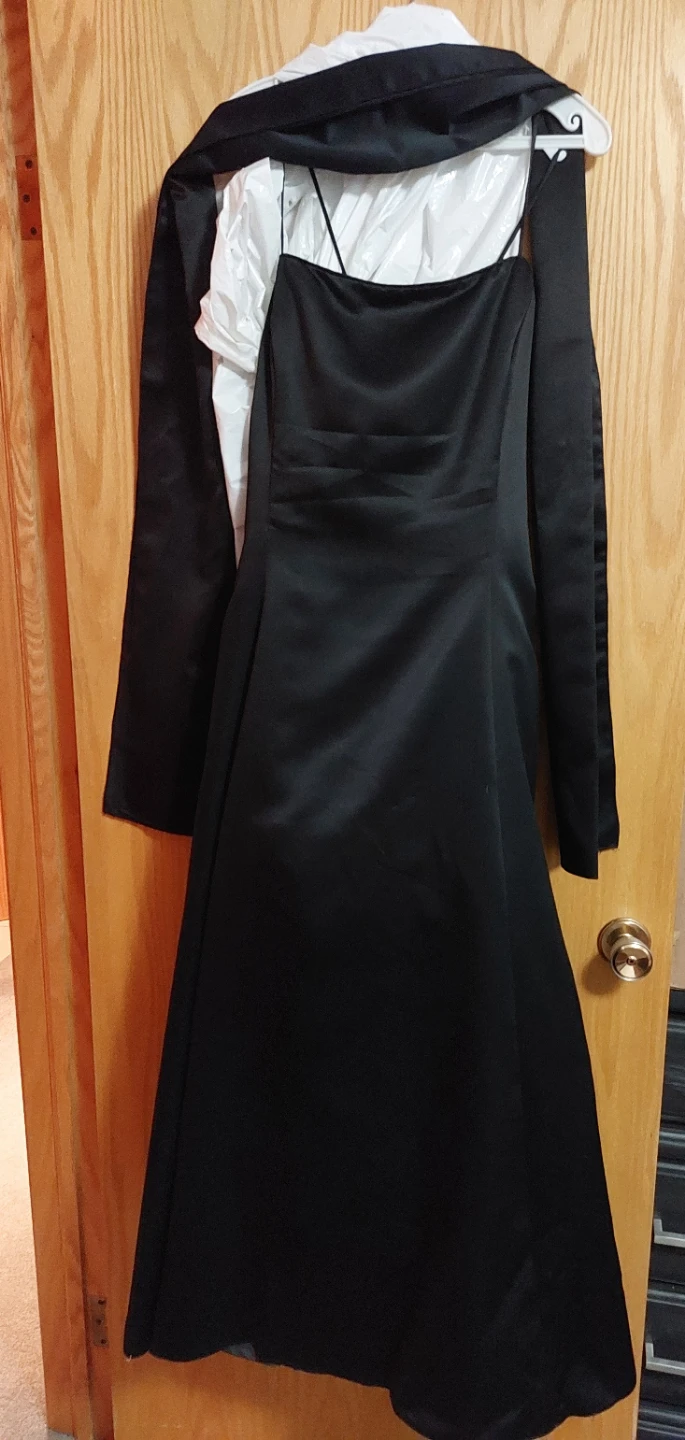 Black Satin Evening Gown