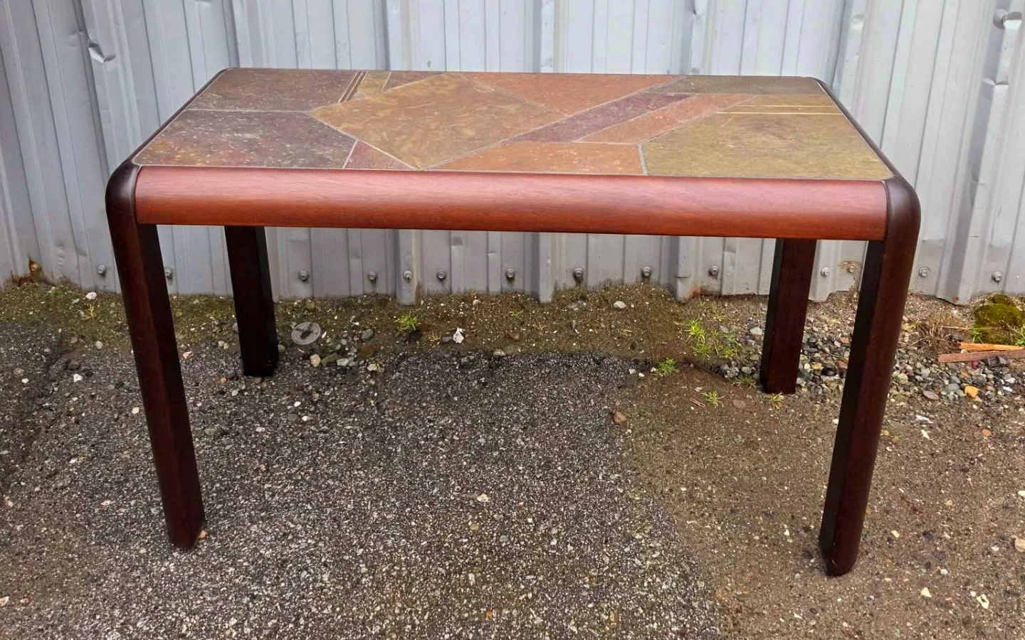 Danish Rosewood Console Table With Slate Tile Top