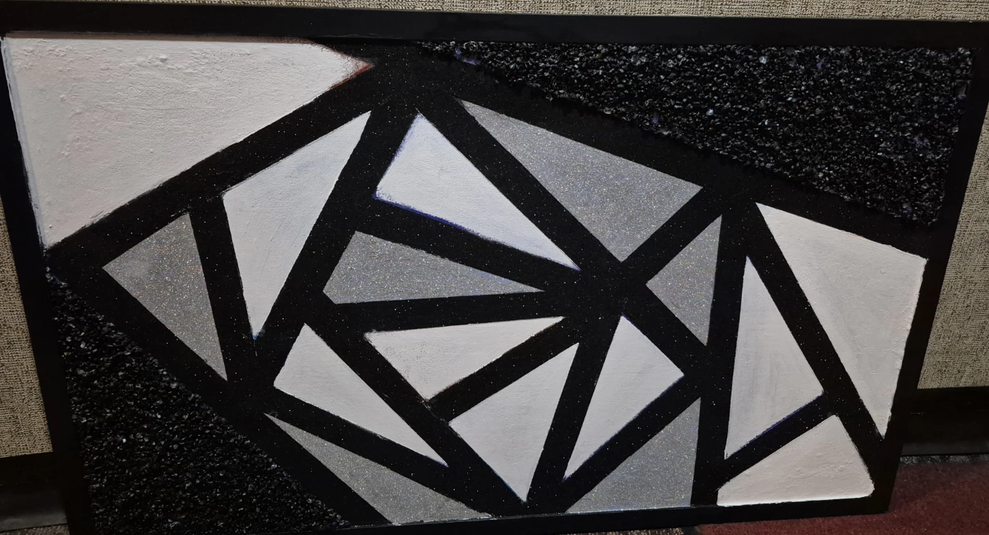 ABC Carpet-Large Geometric Wall Art Black White Silver