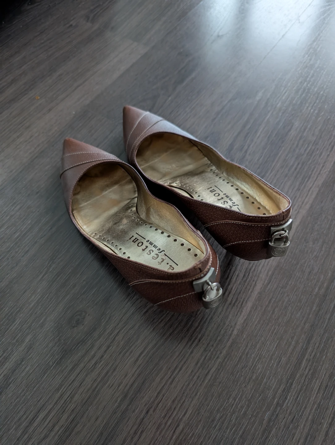 A. Testoni Brown Leather Women's Heels Size 37.5 - photo 3