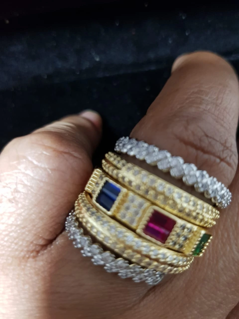 Stackable Rings with Coloured Gems