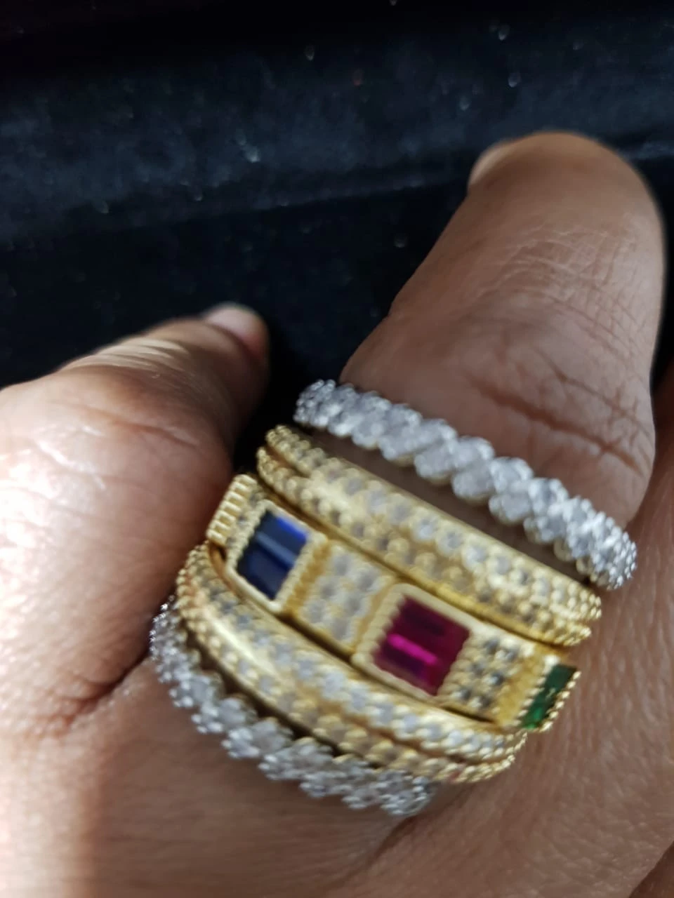 Stackable Rings with Coloured Gems - photo 3
