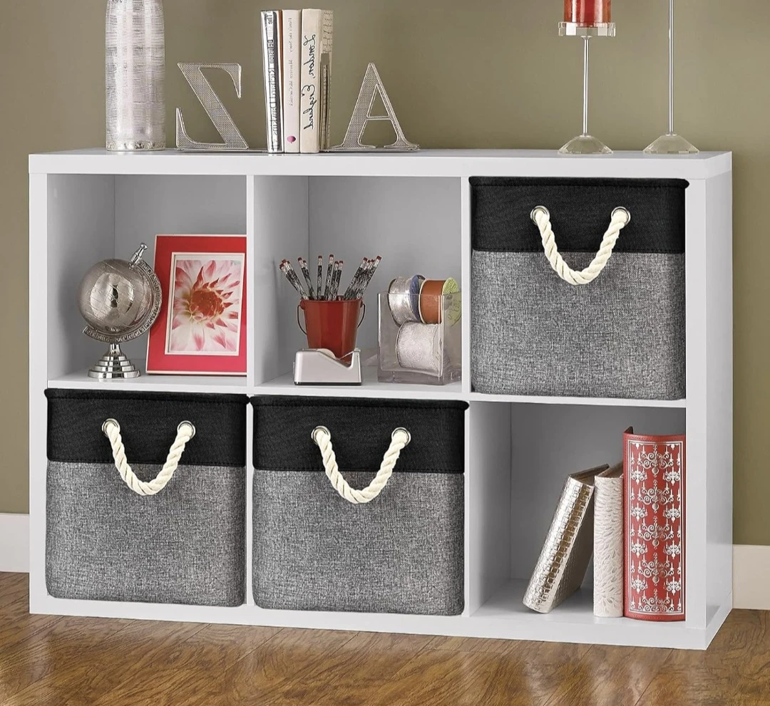 Collapsible Fabric Storage Baskets Large Canvas 13"x13"x12.5" - photo 5