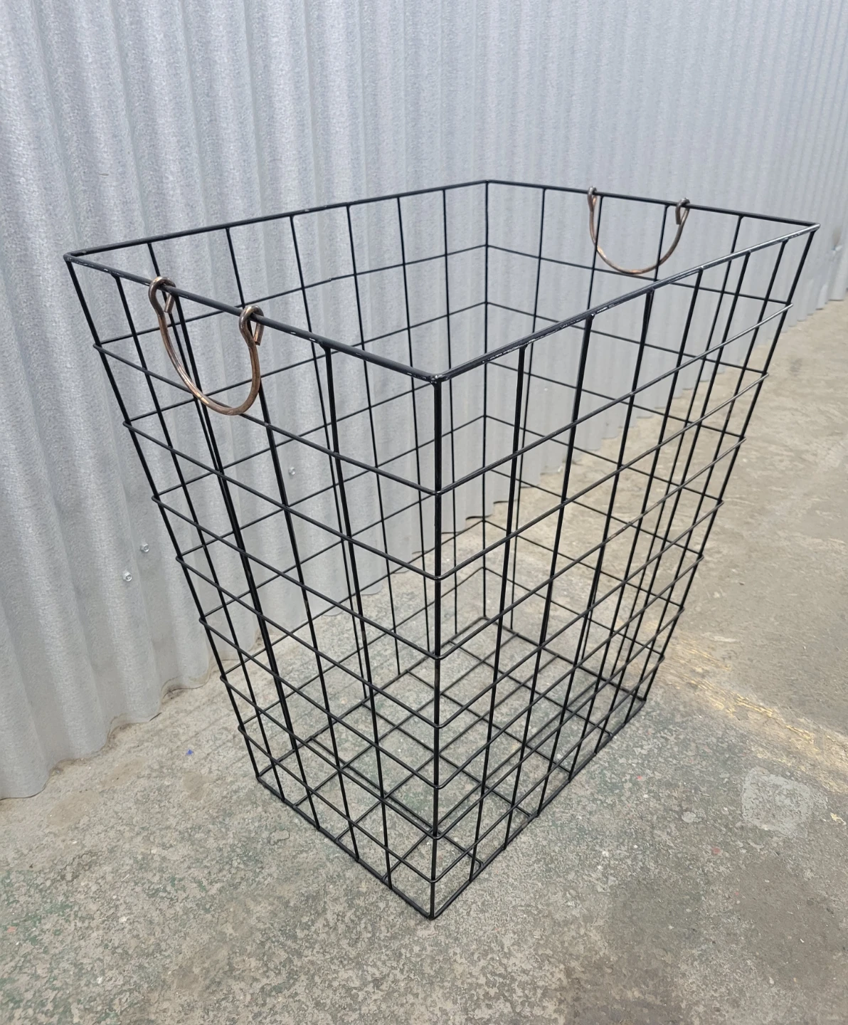 Large Black Wire Storage Basket with Handles