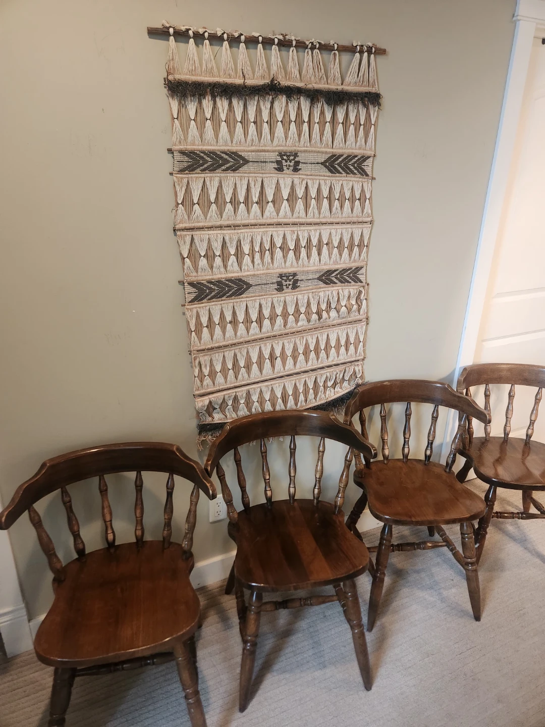 Set of 4 1970s solid Wood Chairs.