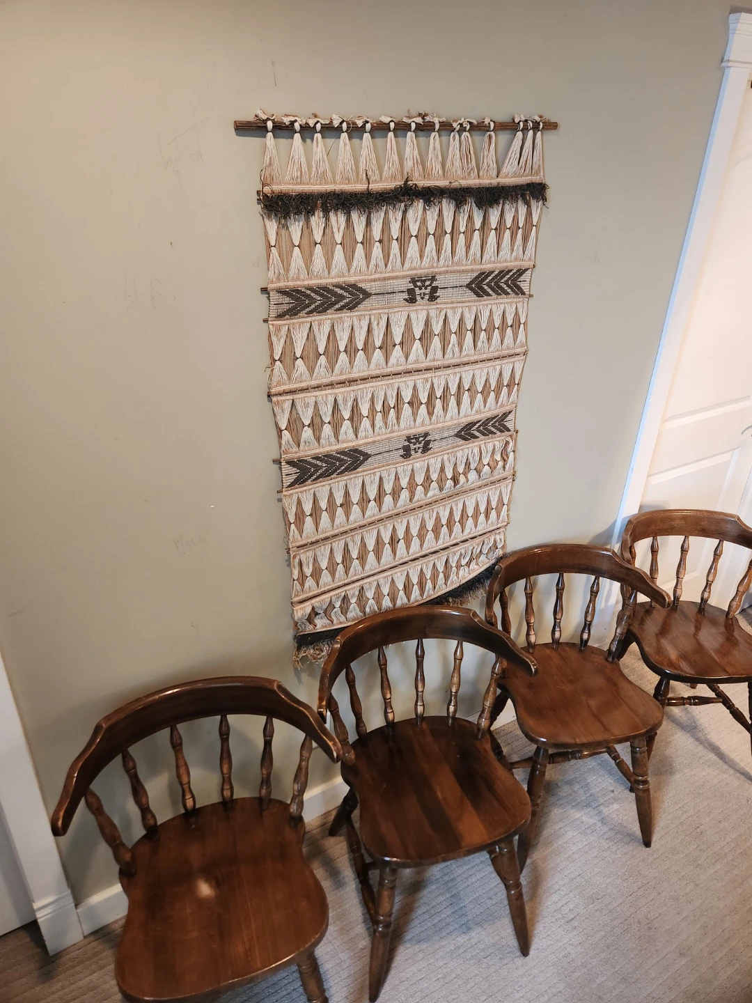 Set of 4 1970s solid Wood Chairs. - photo 2